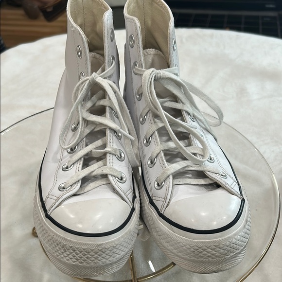 Converse All Star Leather Platform Classic White High-Top Sneakers